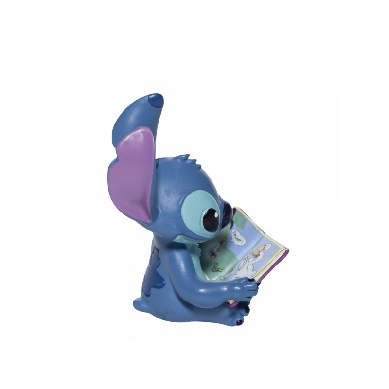 Statuette résine STITCH avec son livre d'histoire de canards