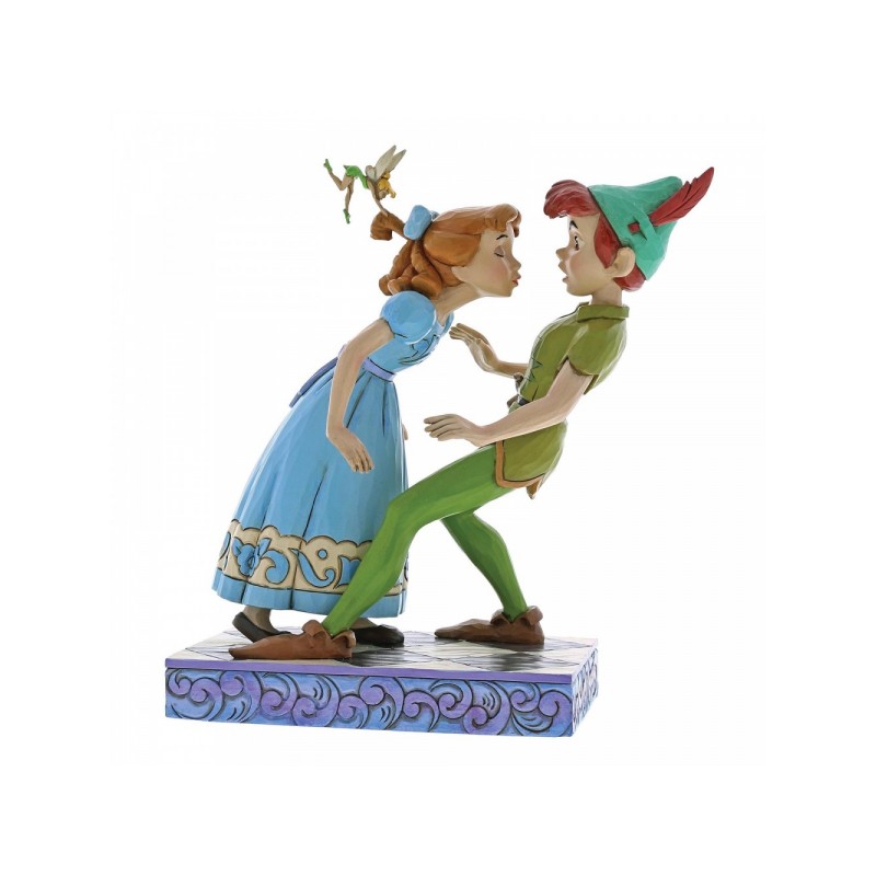 Statuette résine Wendy essayant d'embrasser Peter Pan (An unexpected kiss)