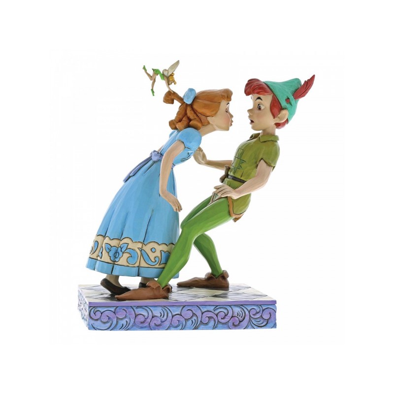 Statuette résine Wendy essayant d'embrasser Peter Pan (An unexpected kiss)
